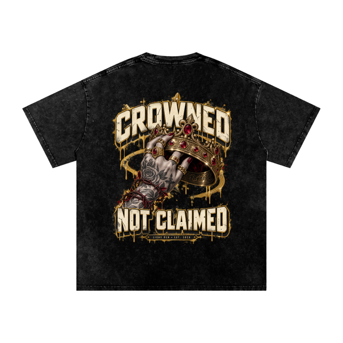 Crowned Not Claimed Snow-Wash Oversized Tee