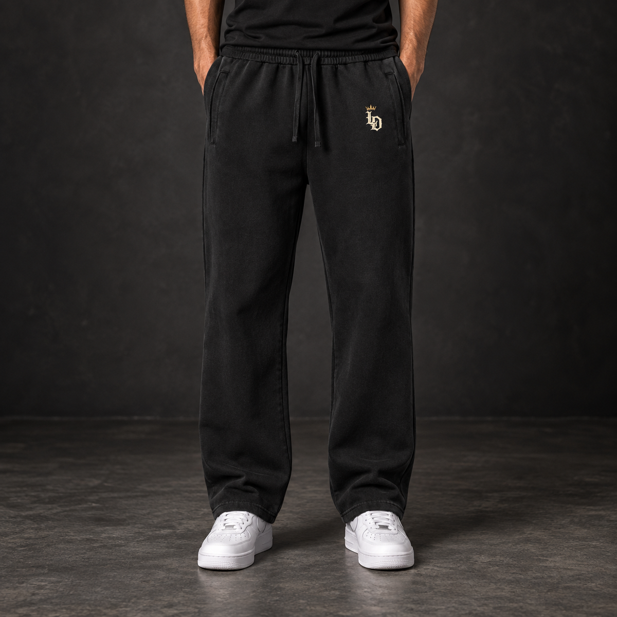 Lion Seal Vintage-Wash Sweatpants — model wearing front