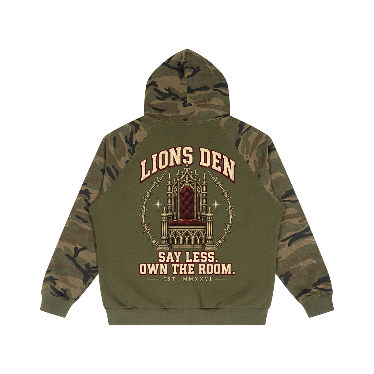 Own the Room Camo Raglan Button Hoodie