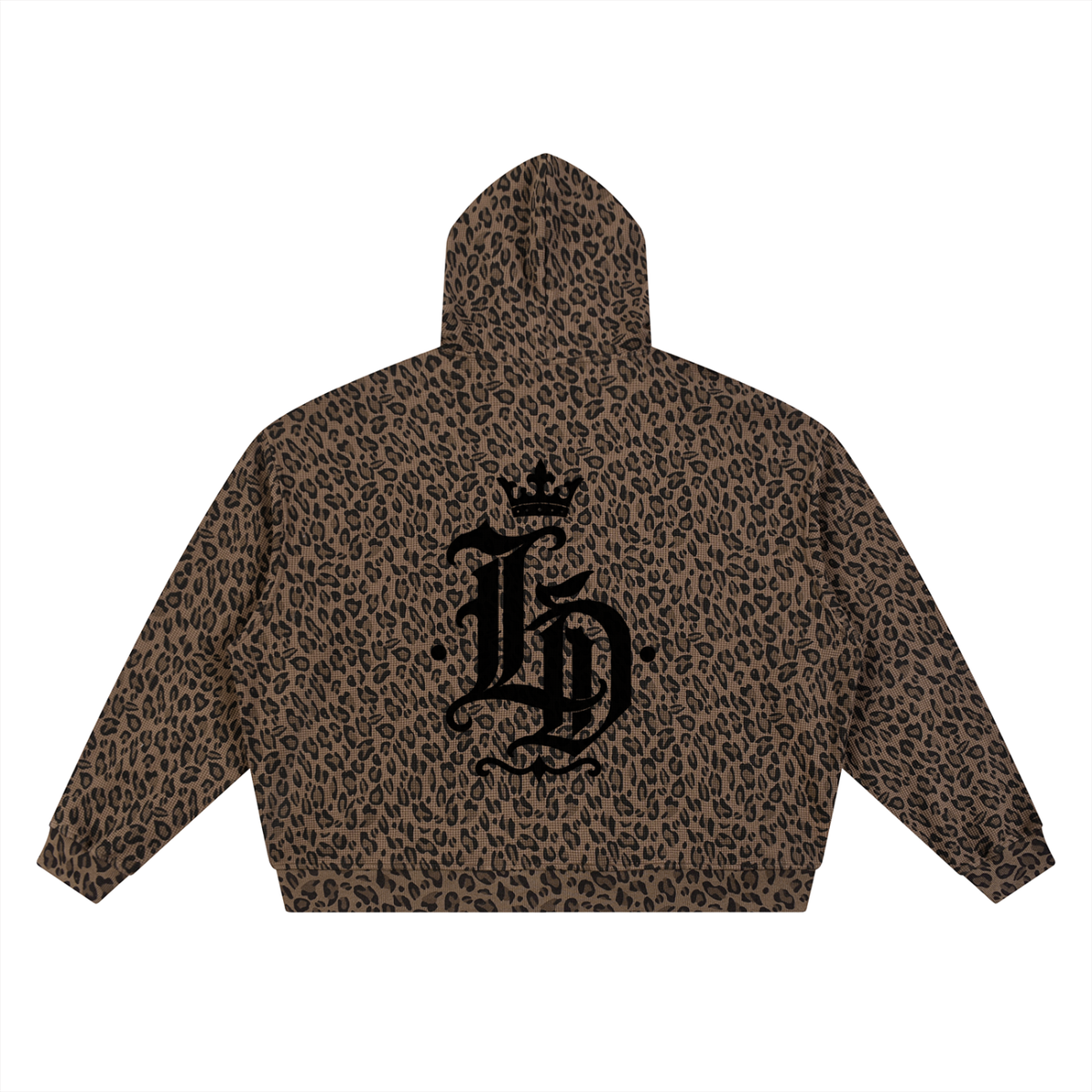 Crowned Gothic LD Leopard Waffle Zip Hoodie