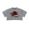 Pretty Untamed Snow-Wash Raw-Edge Crop Top