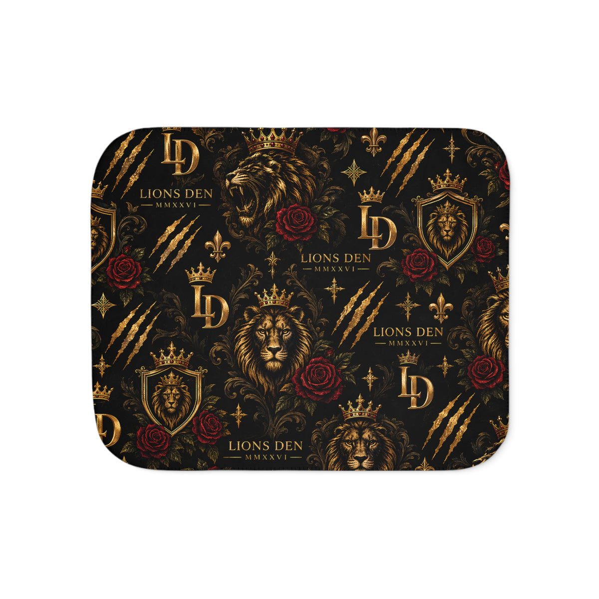 Lions Den Heritage Pattern Sherpa Blanket