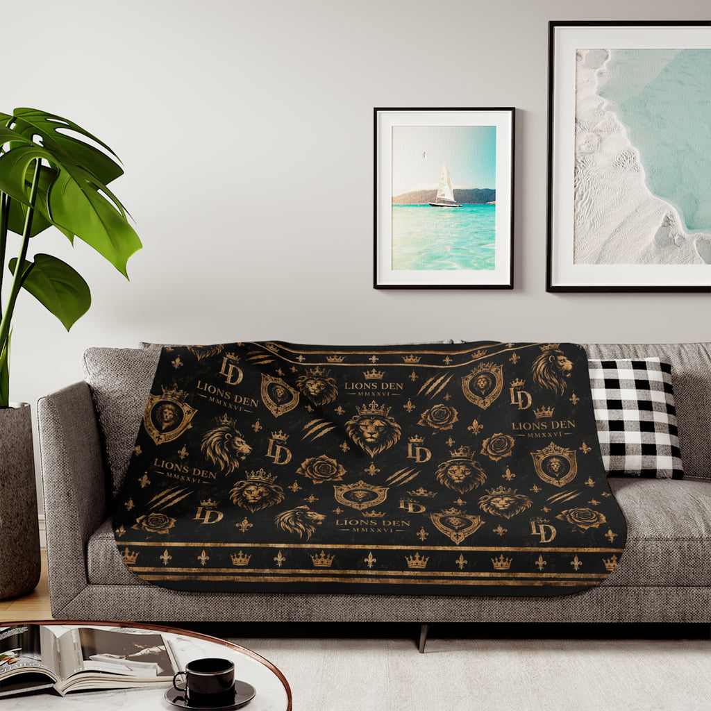 Lions Den Icon Pattern Sherpa Blanket