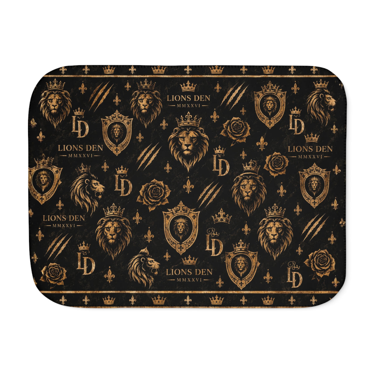 Lions Den Icon Pattern Sherpa Blanket