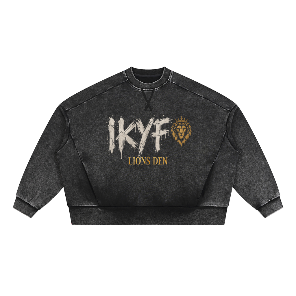 IKYF Lion Mineral-Wash Boxy Sweatshirt