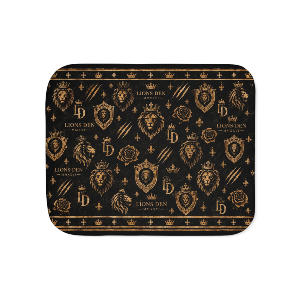 Lions Den Icon Pattern Sherpa Blanket