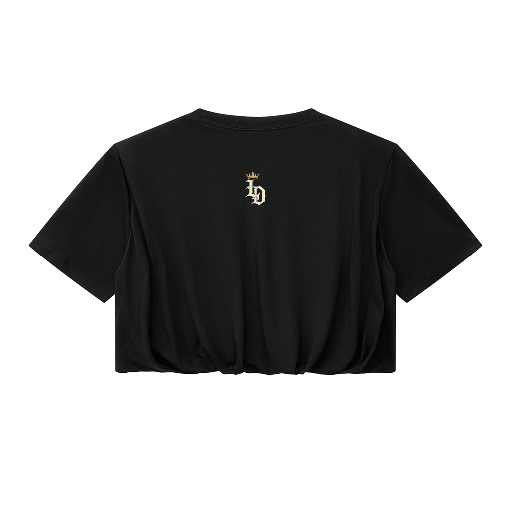 She Walks With Lions Women’s Bubble-Hem Crop Tee