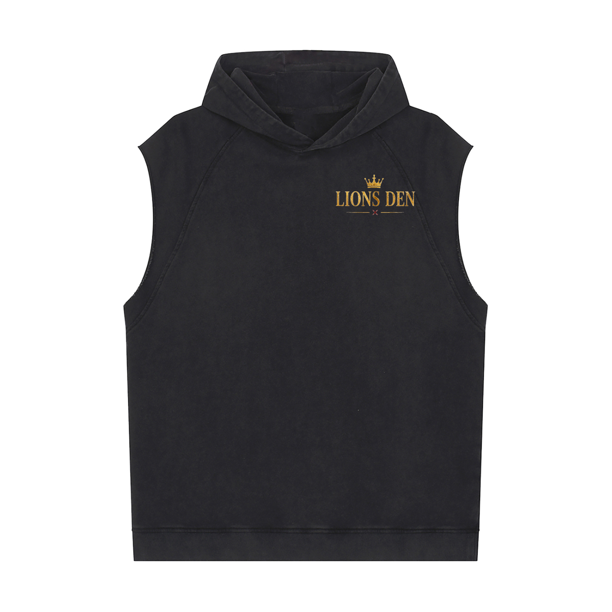 Crowned Lion Snow-Washed Sleeveless Hoodie