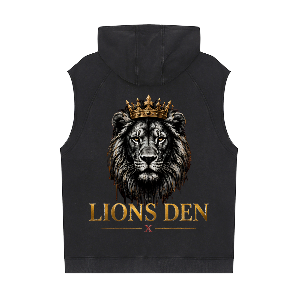 Crowned Lion Snow-Washed Sleeveless Hoodie