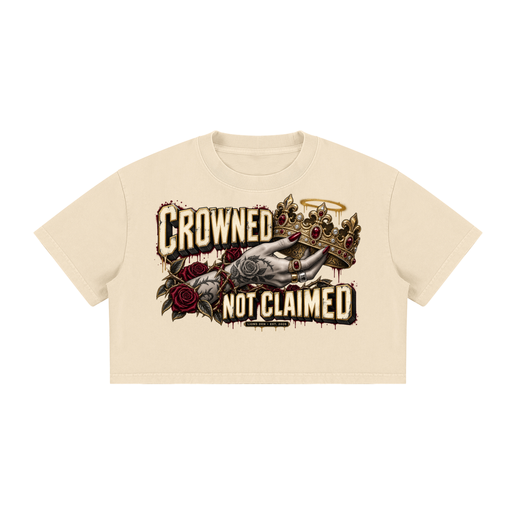 Crowned Not Claimed Women's Mineral-Wash Crop Tee