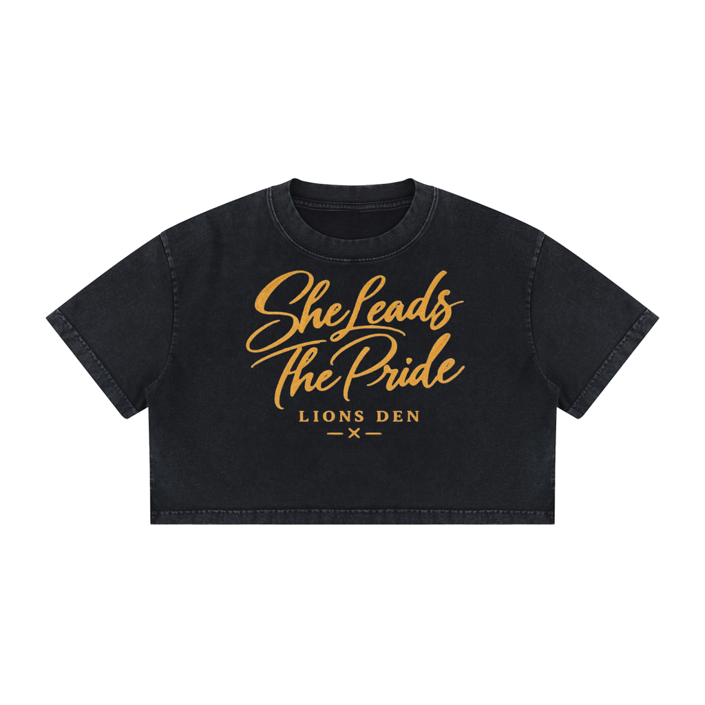 She Leads The Pride Mineral-Wash Crop Tee