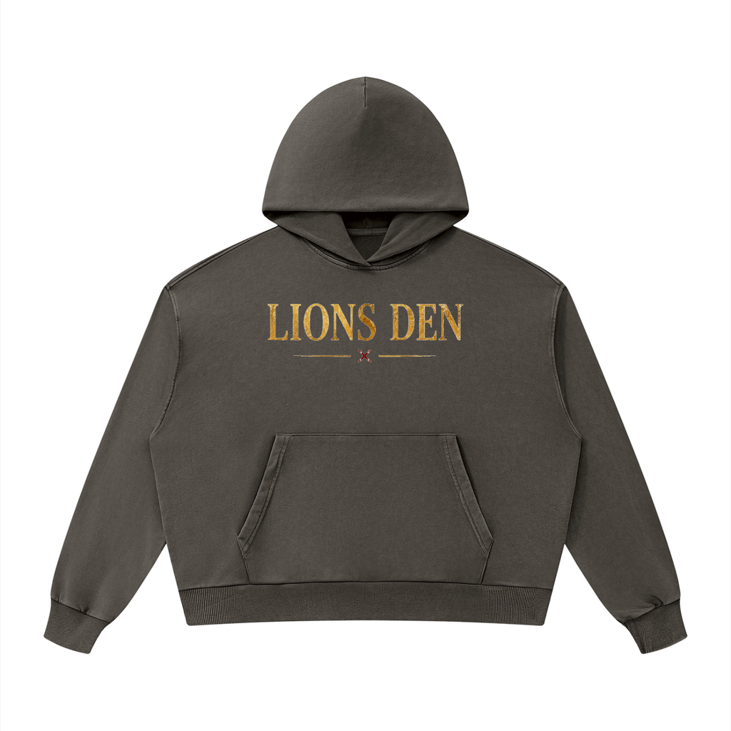 Gold Lions Den Mineral-Wash Boxy Hoodie