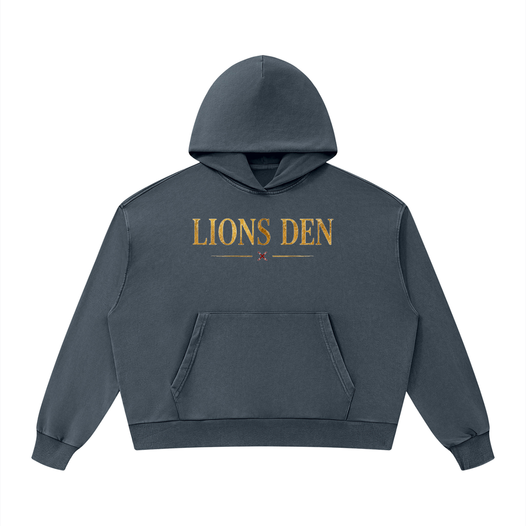 Gold Lions Den Mineral-Wash Boxy Hoodie
