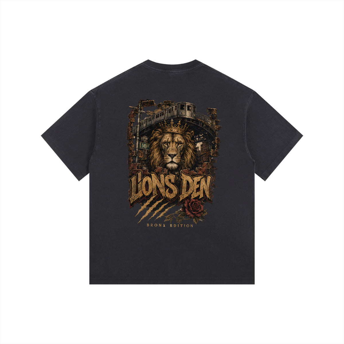 Lions Den Classic Vintage-Wash Oversized Tee