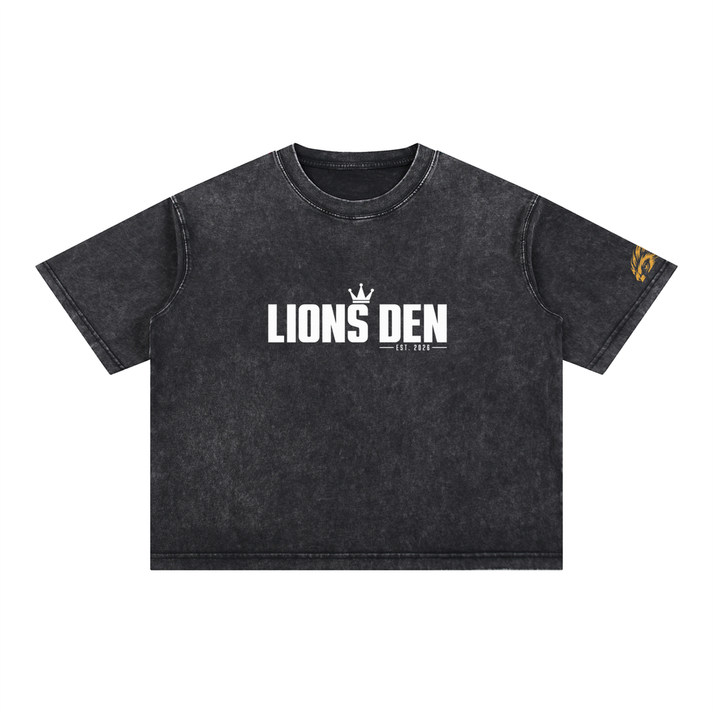 Lions Den Classic Block Mineral-Wash Boxy Tee