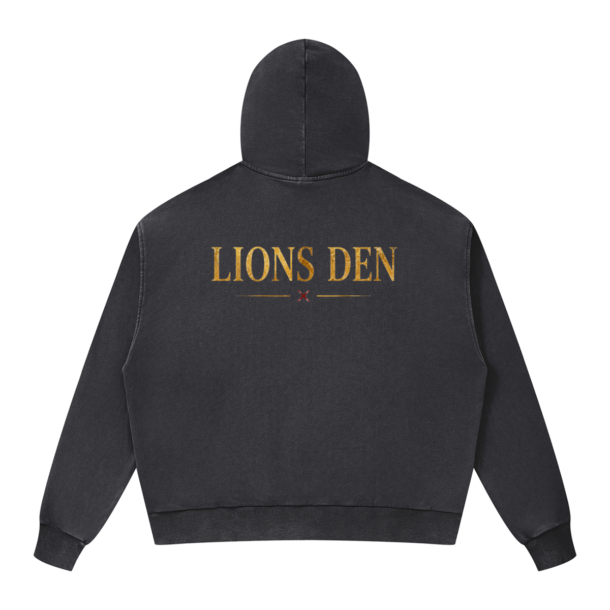 Royal Lion Shield Mineral-Wash Boxy Zip Hoodie