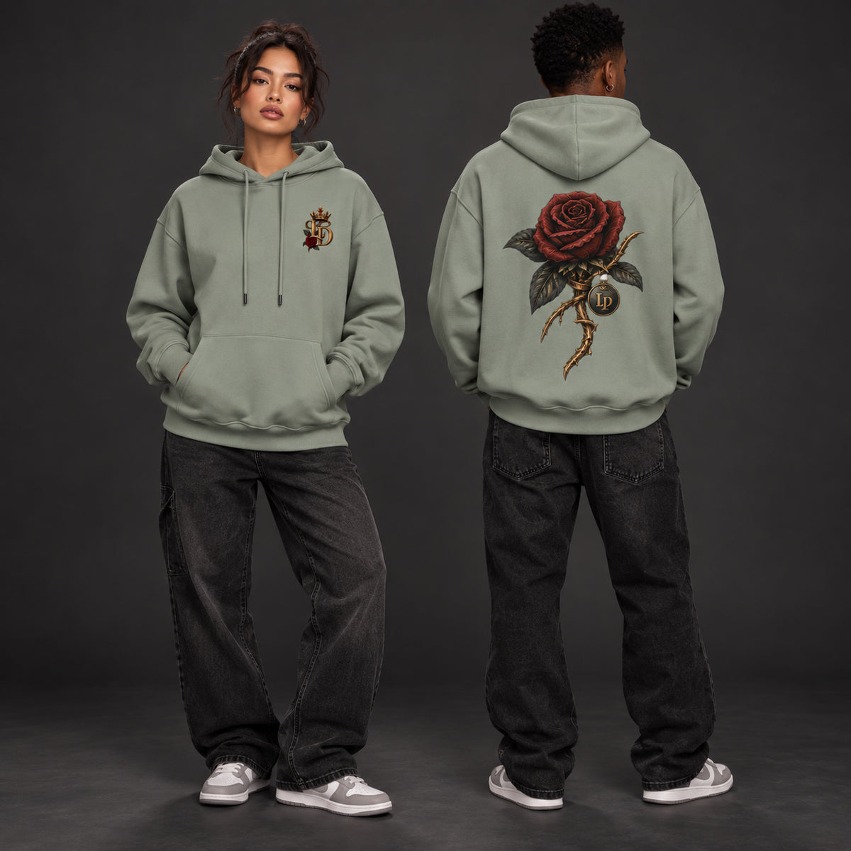 Crowned Rose Medallion Fleece Hoodie