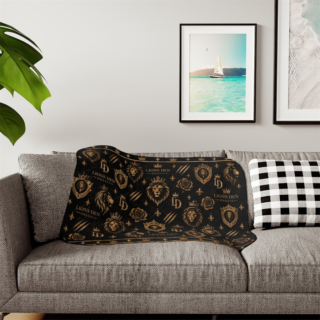 Lions Den Icon Pattern Sherpa Blanket