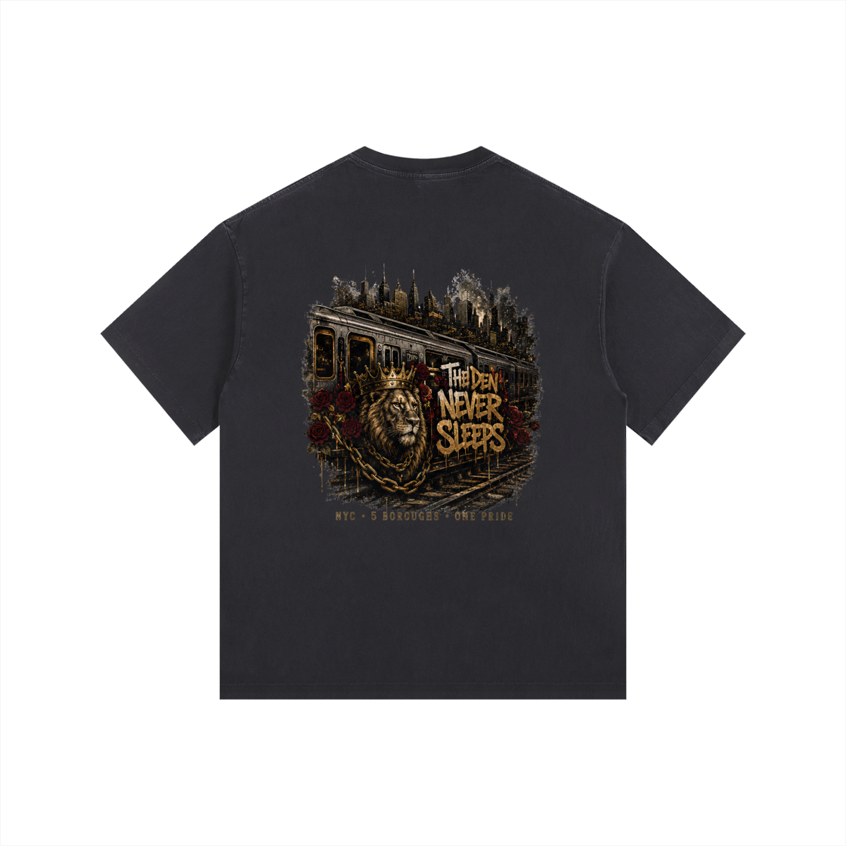 Crowned Rose Crest Vintage-Wash Oversized Tee