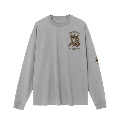 Built in the Bronx Crowned Lion Vintage-Wash Long-Sleeve Tee