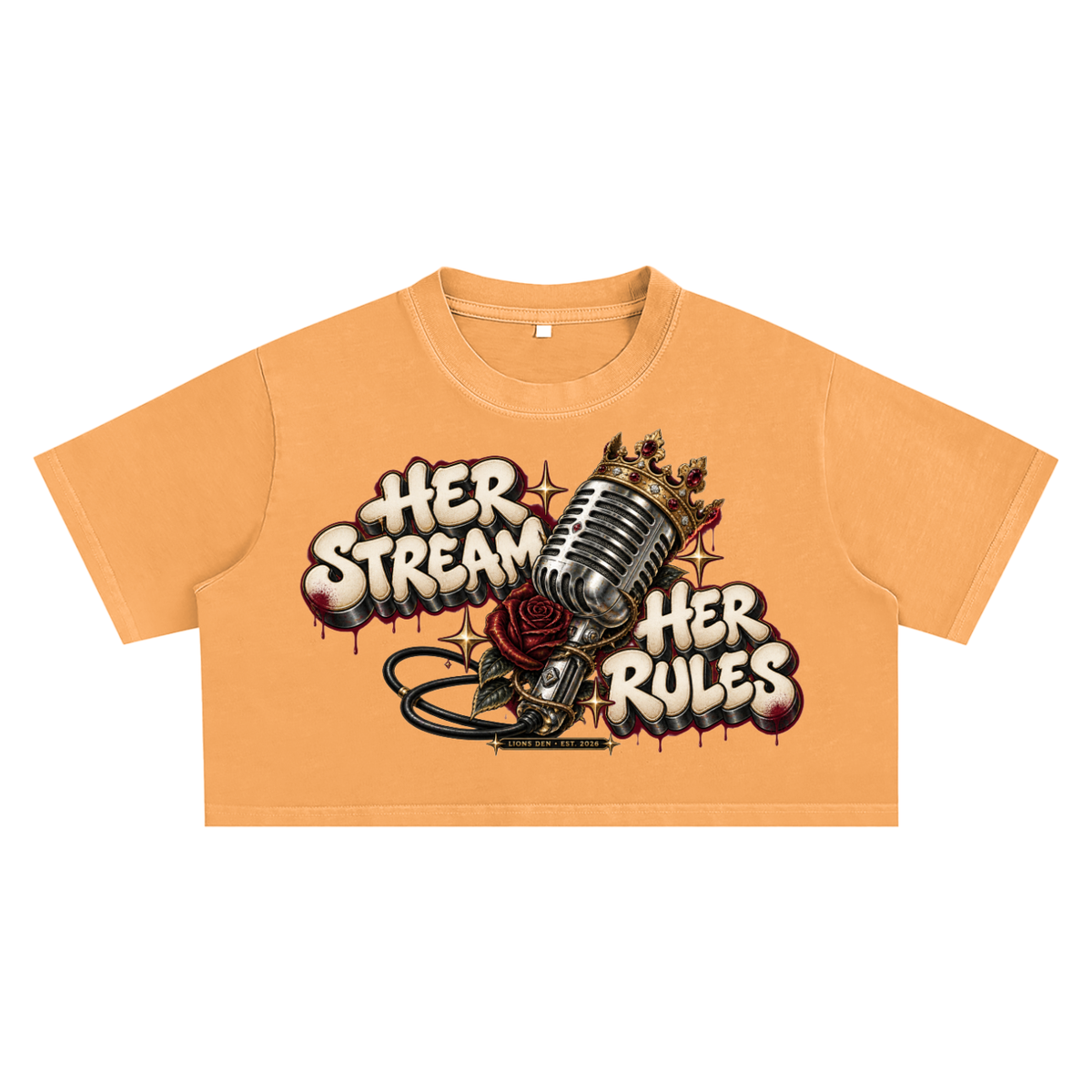 Her Stream Her Rules Snow-Wash Crop Top