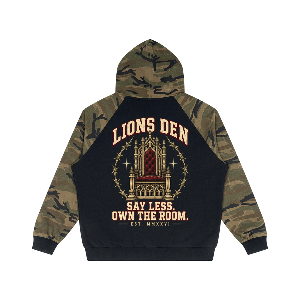 Own the Room Camo Raglan Button Hoodie