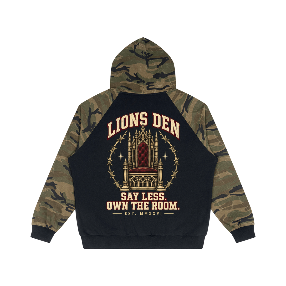 Own the Room Camo Raglan Button Hoodie
