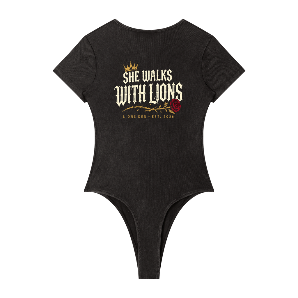 She Walks With Lions Mineral-Wash Bodysuit