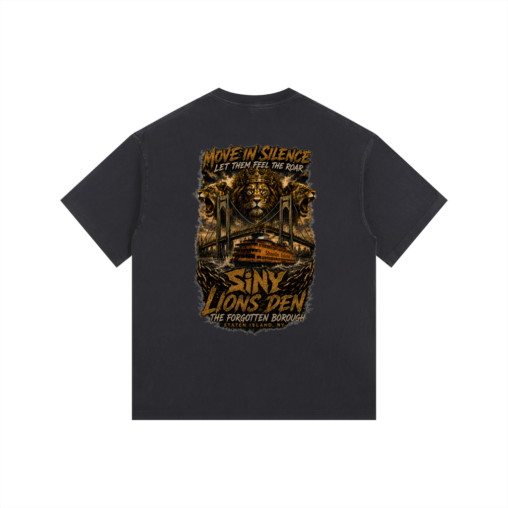 Move in Silence Lion Vintage-Wash Oversized Tee