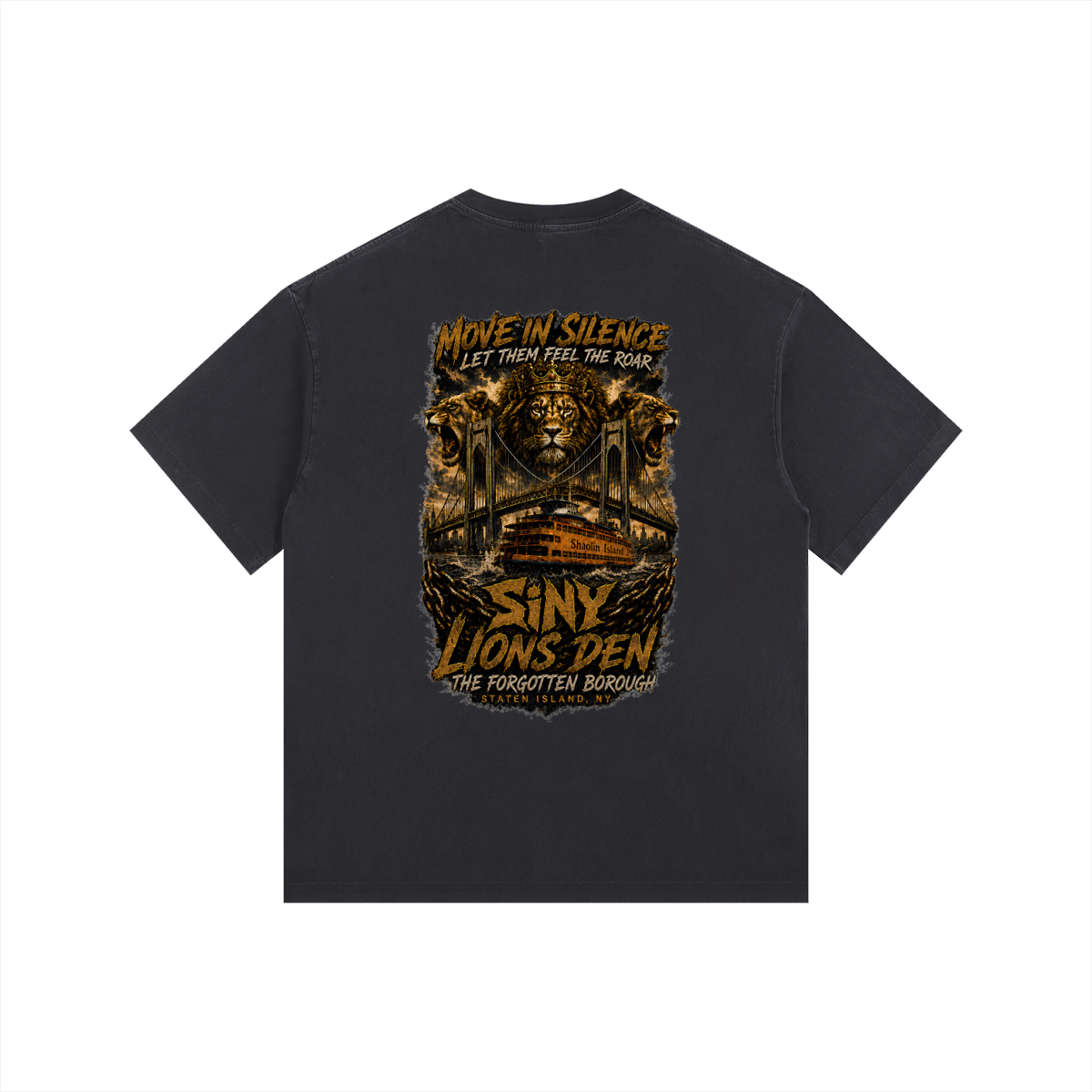 Move in Silence Lion Vintage-Wash Oversized Tee