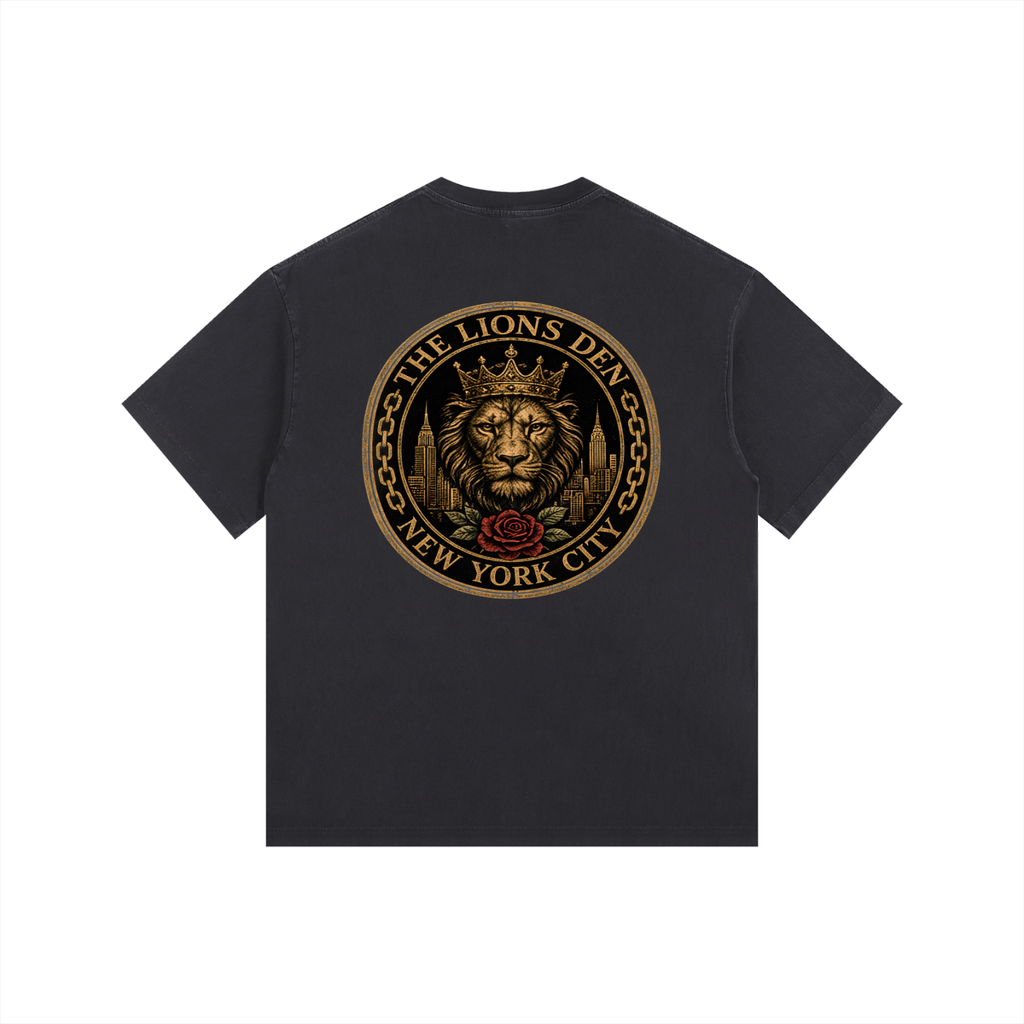 NYC Lion Profile Seal Vintage-Wash Oversized Tee