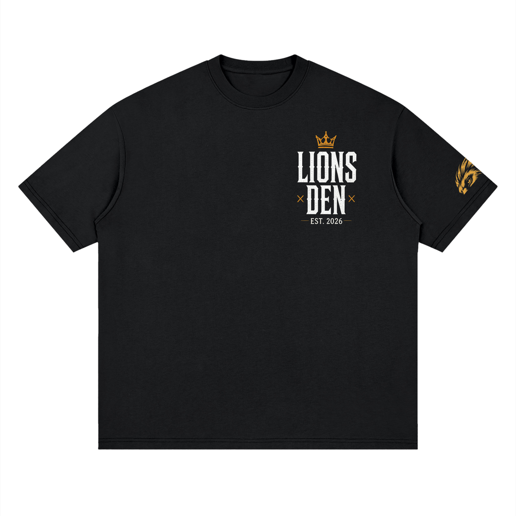 Crowned Lions Den Stack Streetwear Drop-Shoulder Tee