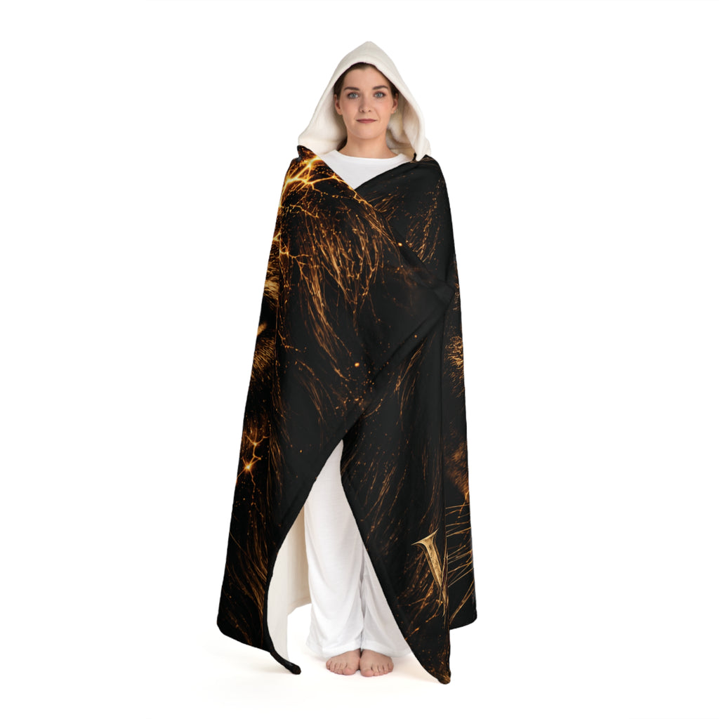 Lightning Lion Hooded Sherpa Blanket