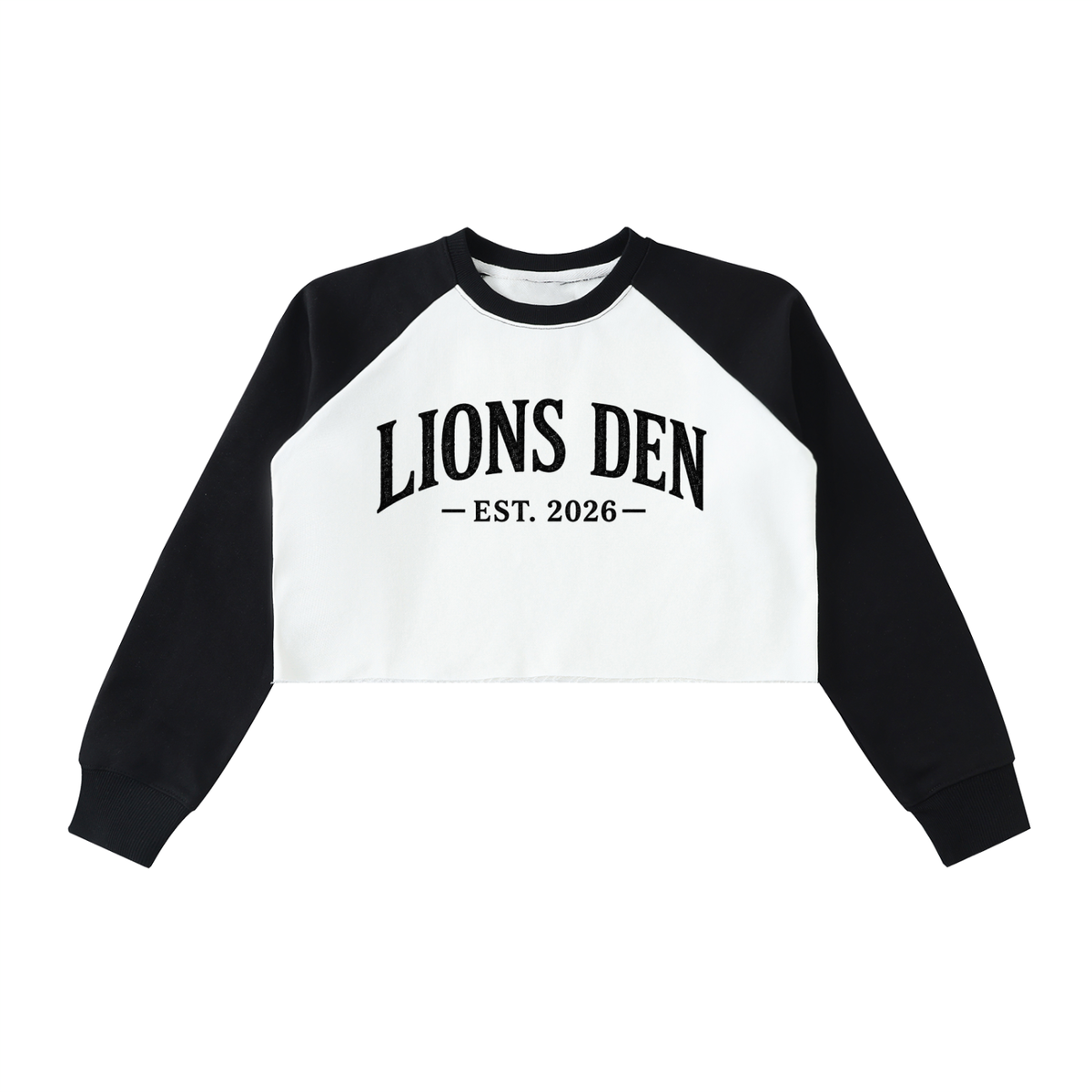 Lions Den EST. 2026 Color-Block Cropped Sweatshirt