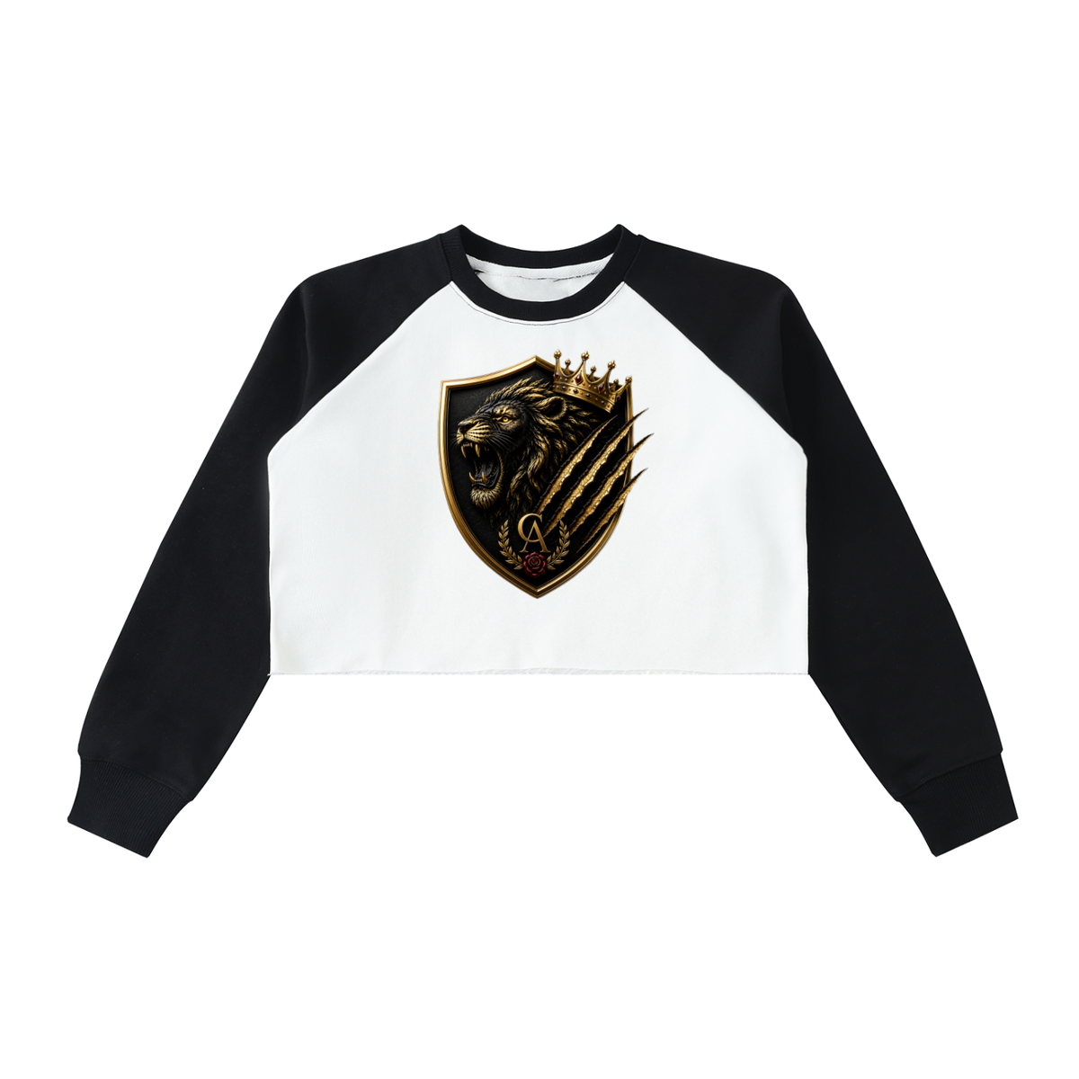 Royal Shield Color-Block Cropped Sweatshirt