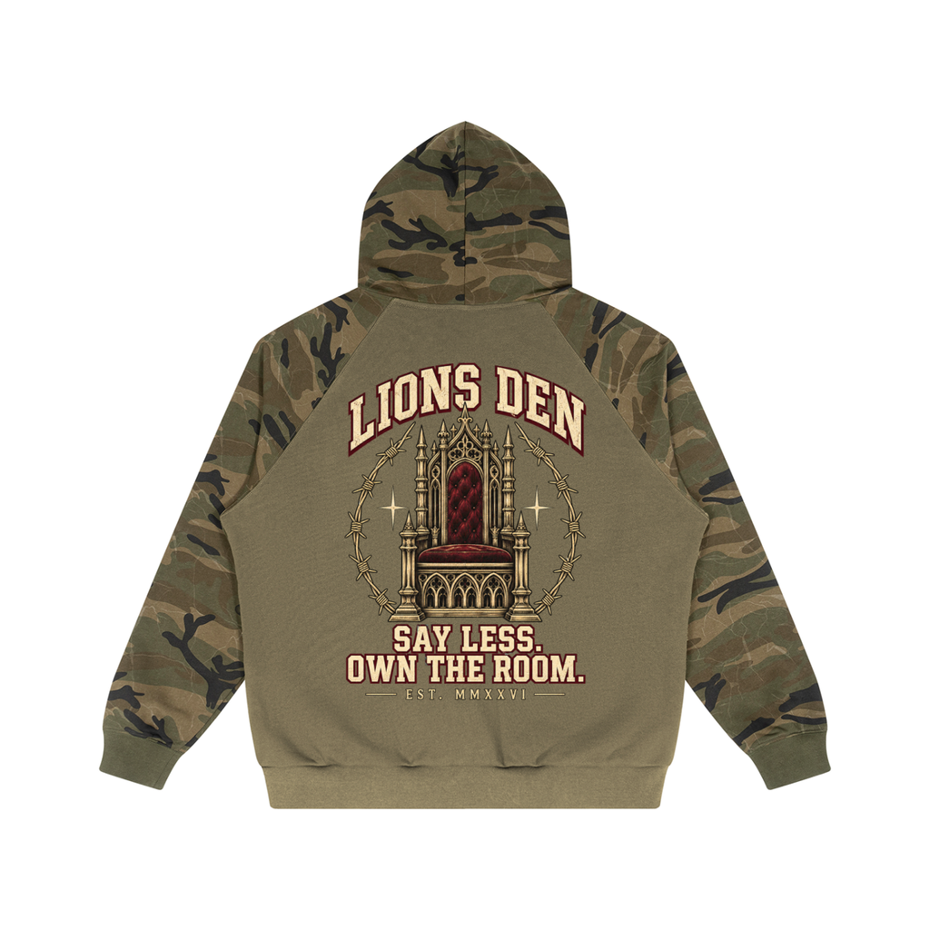 Own the Room Camo Raglan Button Hoodie