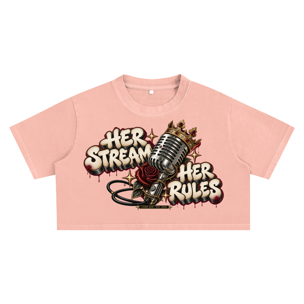 Her Stream Her Rules Snow-Wash Crop Top