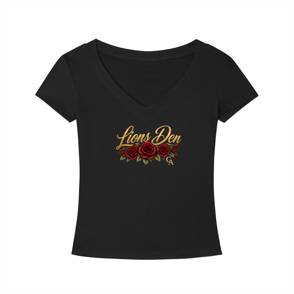 Lions Den Rose Script Tencel Slim-Fit V-Neck Tee