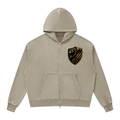 Royal Lion Shield Mineral-Wash Boxy Zip Hoodie