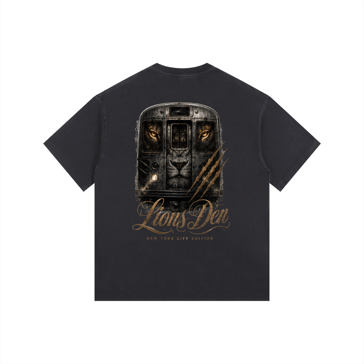 NYC Subway Lion Vintage-Washed Oversized Tee