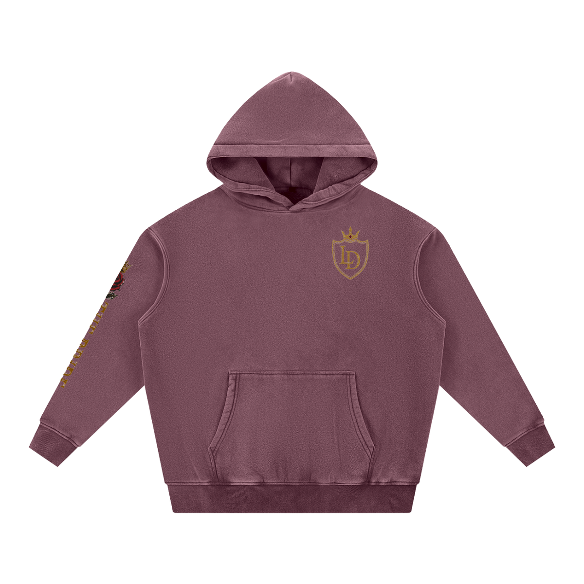 NYC Crowned Lion Snow-Wash Oversized Hoodie