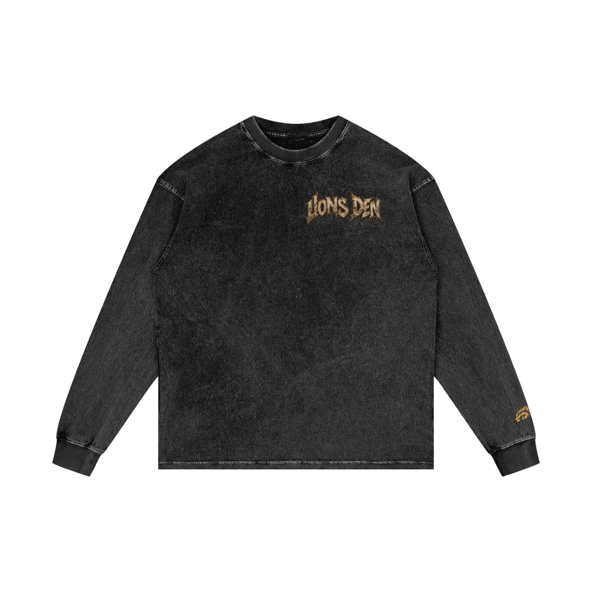 Bronx Edition Lion Acid-Wash Oversized Long-Sleeve Tee