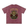 Lioness Crown and Roses Snow-Wash Oversized Tee