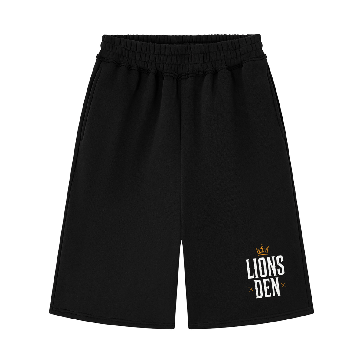 Crowned Stacked Lions Den Raw-Edge Fleece Shorts