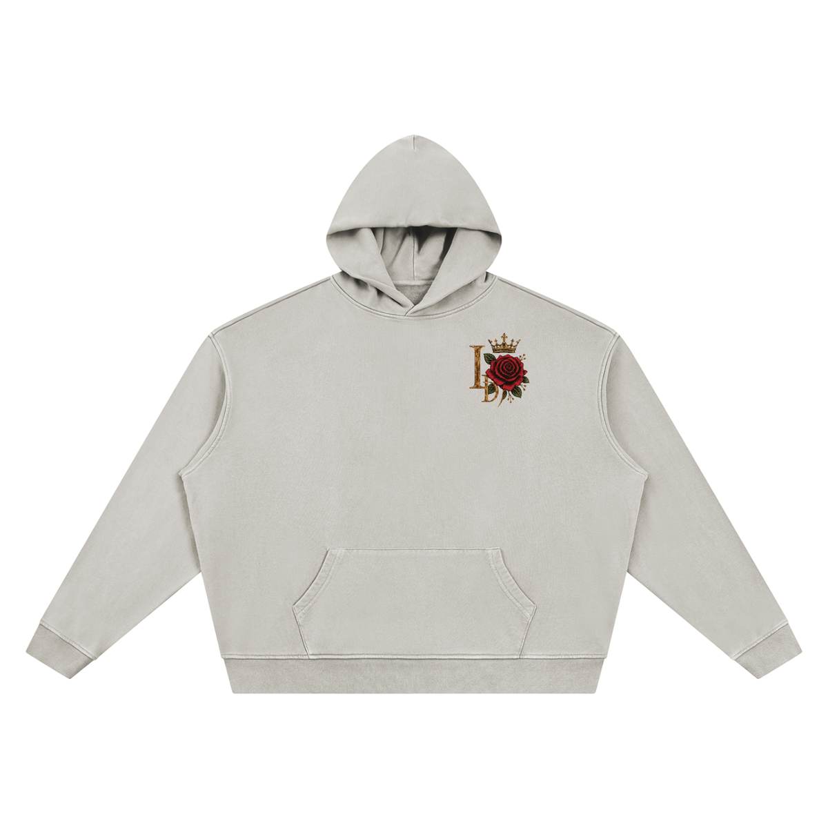 Crowned Rose Monogram Vintage-Wash Boxy Hoodie
