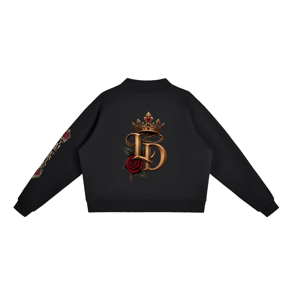 Crowned LD Rose Fleece Mock-Neck Crew Sweatshirt