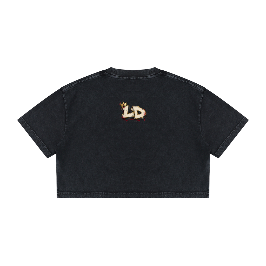 Crowned Not Claimed Women's Mineral-Wash Crop Tee