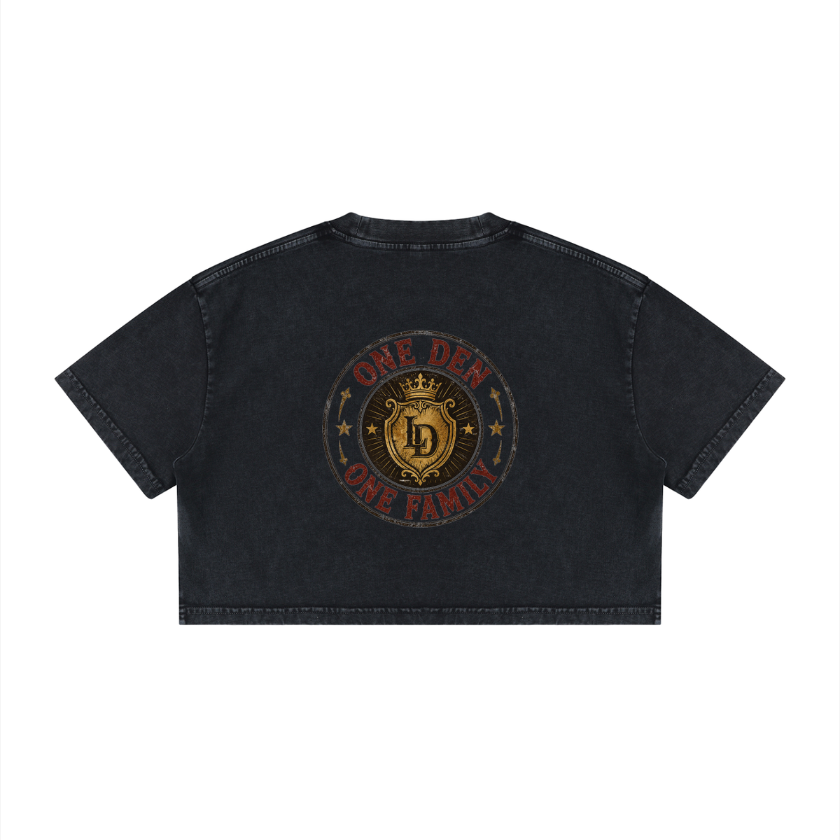 One Den One Family Royal Crest Crop Tee