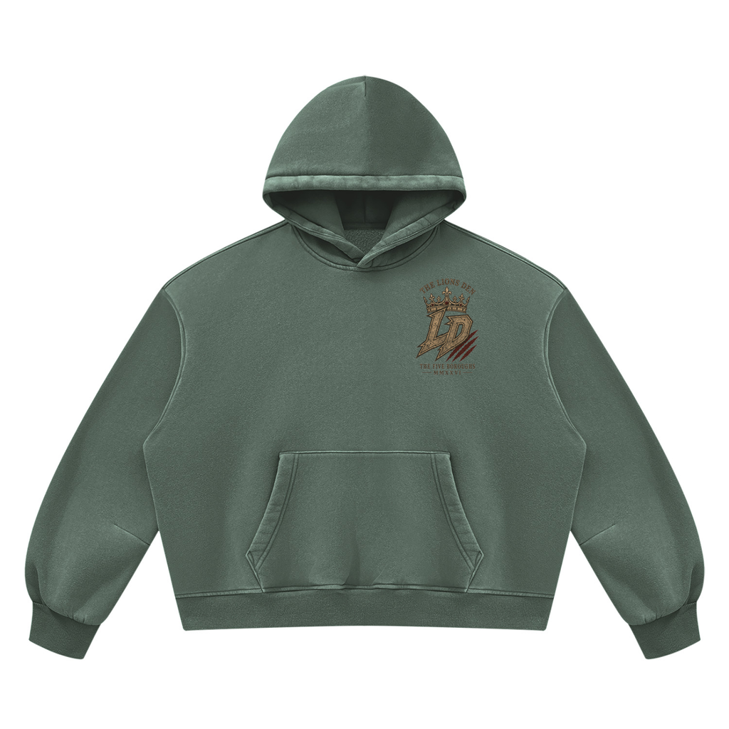 Lion Gate Vintage-Wash Boxy Fleece Hoodie
