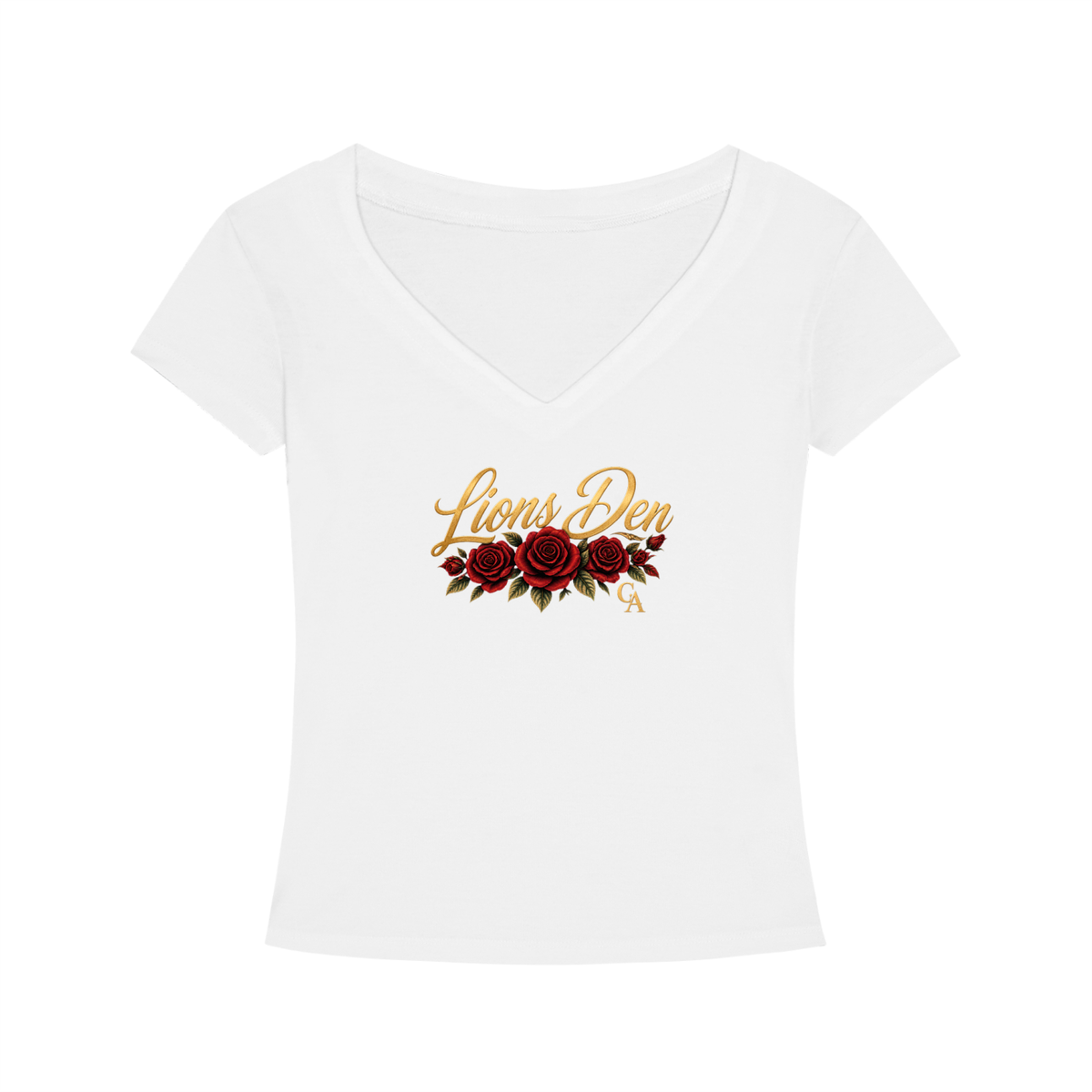 Lions Den Rose Script Tencel Slim-Fit V-Neck Tee